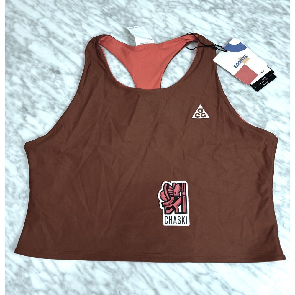 Nike ACG Tree Frog Reversible Tank Top HJ0252-010 Women's XL Orange Brown NEW